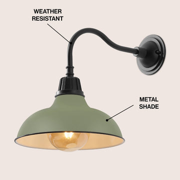 Aurora 12.25" Farmhouse Industrial Indoor/Outdoor Iron LED Gooseneck Arm Outdoor Sconce